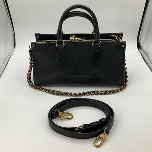 Louis Vuitton On The Go East West Monogram Black Leather Tote Bag Purse